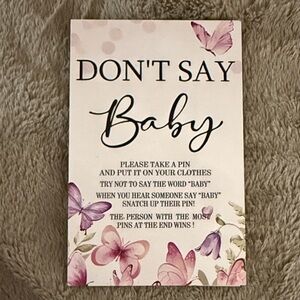 Floral Butterfly Baby Shower Game Card